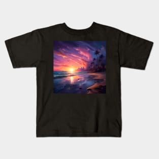 Ocean Beach Sunset Landscape Kids T-Shirt